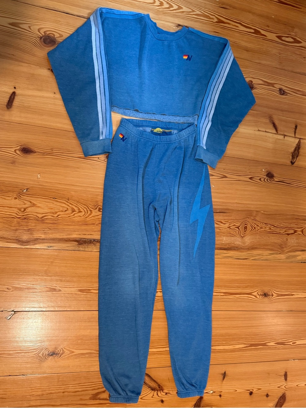 SET! Aviator Nation Sweatshirt & Sweatpants Faded Water Y2K Streetwear Surf Girl - Picture 6 of 13